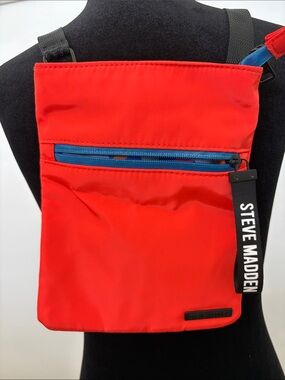 Steve Madden Orange Crossbody with Blue Zip Accent